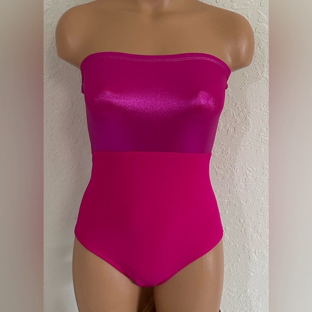Leslie Amon bandeau metallic swimsuit NWOT